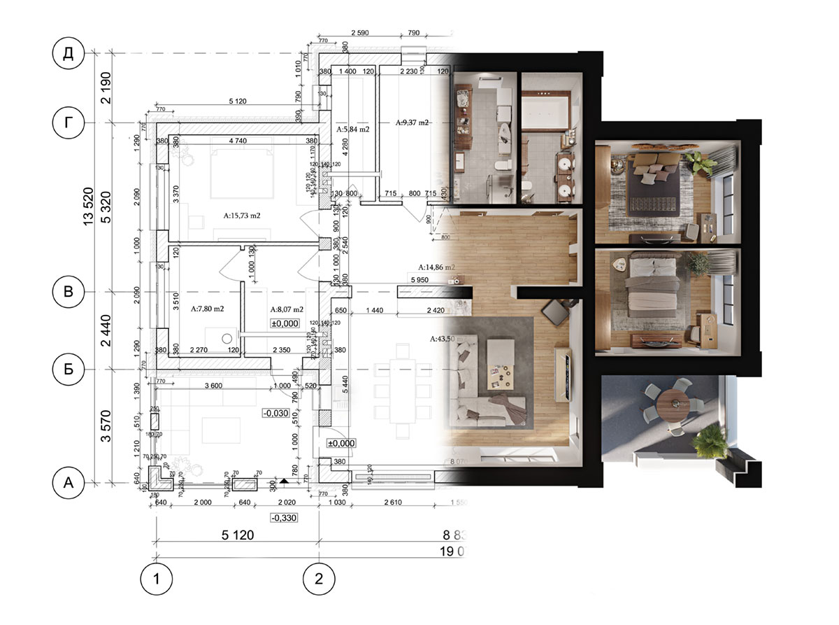 3d rendering of a modern private house